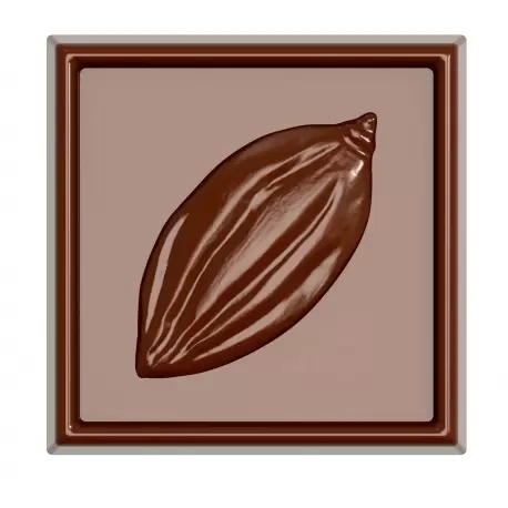 Chocolate World CW1540 Polycarbonate Caraque Square Cocoa Bean (Same as CW2431) Chocolate Mold - 34x34x5mm - 4.35gr - 3x7 Cav...