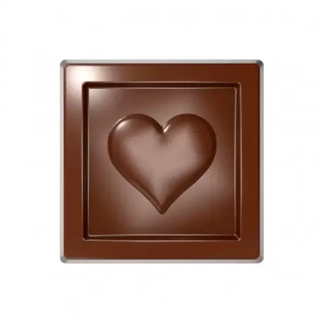Chocolate World CW1959 Polycarbonate Heart Square Napolitain Chocolate Mold - 31.9 x 31.9 x 5 mm - 5.2gr - 3x7 Cavity - 275x1...