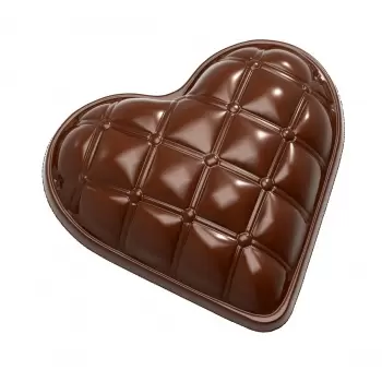 Polycarbonate Heart Bonbonniere Chesterfield Chocolate Mold - 117.5 x 110 x 35 mm - 245gr - 1x2 Cavity - Double Mold - 275x135mm