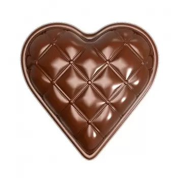 Polycarbonate Heart Bonbonniere Chesterfield Chocolate Mold - 117.5 x 110 x 35 mm - 245gr - 1x2 Cavity - Double Mold - 275x135mm