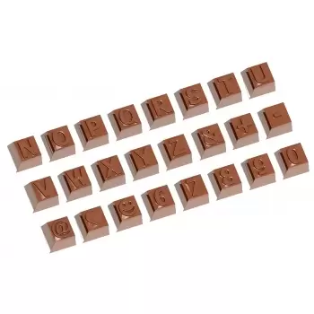 Chocolate World CW1629 Polycarbonate Alphabet (Part 2) Chocolate Mold - 24 Figures - 26 x 26 x 18.5 mm - 12gr - 3x8 Cavity - ...