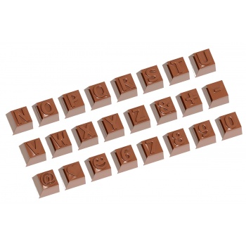 Chocolate World CW1629 Polycarbonate Chocolate Mold - Alphabet - Part 2 - 24 Figures - Ø26 mm - 12 gr - 24 Cavity - 275 mm x ...