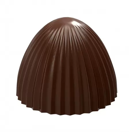 Chocolate World CW1968 Polycarbonate Pleated Upper Part of Egg Chocolate Mold - 24.5 x 24.5 x 20 mm - 7.5gr - 3x8 Cavity - 27...