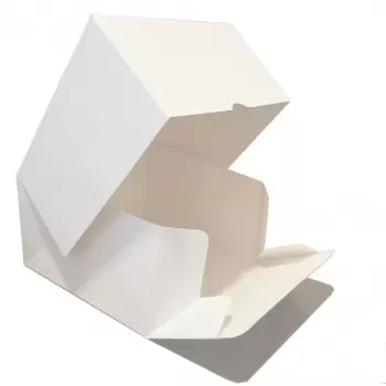 Pastry Chef's Boutique 15232 White Cardboard Pastry Cake Entremets Boxes - 23 x 23 x 10 cm - Pack of 50 Pastry Boxes