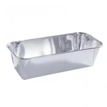 18335 Disposable Aluminum Foil Loaf Pan Straight Smooth Sides - 160 x 80 x 58 mm - 595 ml - Pack of 100 Aluminum Baking Molds