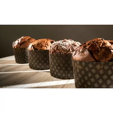 Pastry Chef's Boutique M170-60 Novacart Corrugated Round Traditional High Style Panettone (Panettone Alto) - 6 5/8'' x 4 5/8'...