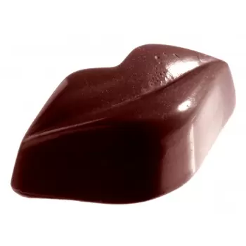 Chocolate World CW1296 Polycarbonate Glossy Lips Chocolate Mold - 49 x 26 x 17 mm - 15gr - 3x7 Cavity - 275x135x24mm Valentin...