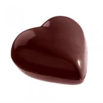 Chocolate World CW2175 Polycarbonate Small Puffy Heart Chocolate Mold - 33 x 33 x 11 mm - 7.5 gr - 4x7 Cavity - Double Mold- ...