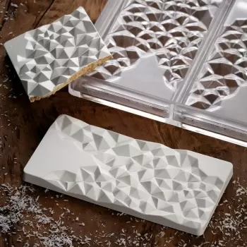 Polycarbonate Chocolate Tablet Bar Mold FRAGMENT by Vincent Vallee - 155 x 77 x 10 mm - 3 pcs - 100 gr - 275 x 175 x 24 mm