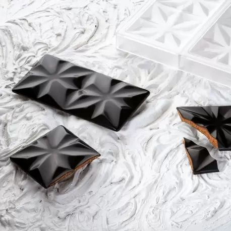 Polycarbonate Chocolate Tablet Bar Mold EDELWEISS by Vincent Vallee - 155 x 77 x 10 mm - 3 pcs - 100 gr - 275 x 175 x 24 mm