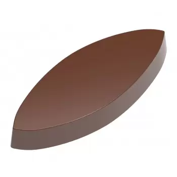 Chocolate World CW1000L27 Magnetic Polycarbonate Calisson Shape Long Oval Chocolate Mold - 53 x 20 x 12 mm - 10.5gr - 3x4 Cav...