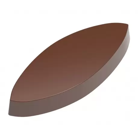 Chocolate World CW1000L27 Magnetic Polycarbonate Calisson Shape Long Oval Chocolate Mold - 53 x 20 x 12 mm - 10.5gr - 3x4 Cav...