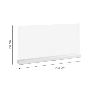 CPPP155 Counter Plexiglass Protection Barrier 150 x 50 cm - 59.3'' x 19.6'' - No Hole COVID-19 Store Protection