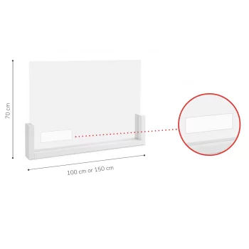 CPPP1570 Counter Plexiglass Protection Barrier 150 x 70 cm - 59.3'' x 27.5'' - Regular Side Window COVID-19 Store Protection