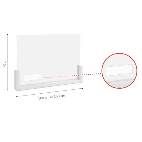 CPPP1070 Counter Plexiglass Protection Barrier 100 x 70 cm - 39.3'' x 27.5'' - Rectangular Side Window COVID-19 Store Protection