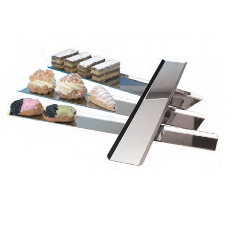 Chocolate World 40085 Stainless Steel Long Rectangle Display Tray for Pastries and Chocolates - 130 x 600 mm Display for Choc...