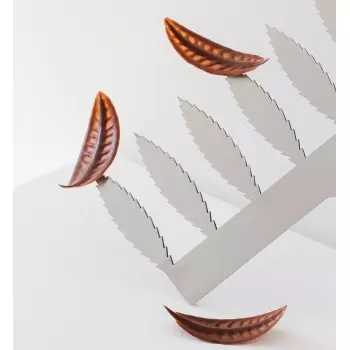 Frank Haasnoot M1116S Stainless Steel Leaf Comb - Small Feather - 60mm Ruler and Pastry Combs