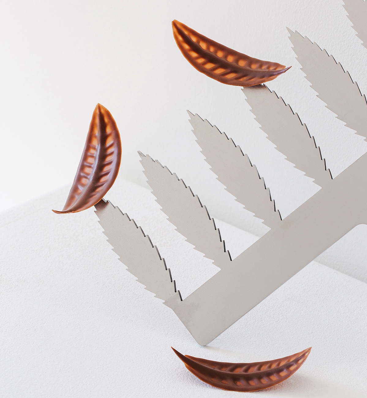 Frank Haasnoot M1116L Stainless Steel Leaf Comb - Large Feather - 8