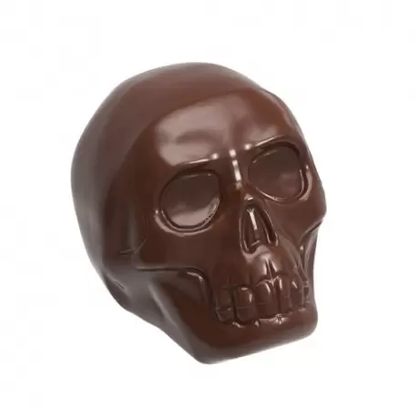 Chocolate World CW1666 Polycarbonate Skull Head Chocolate Mold - 26 x 19 x 27 mm - 16gr - 3x8 Cavity - Double Mold - 275x135x...