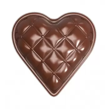 Chocolate World CW1892 Polycarbonate Chesterfield Quilted Heart Chocolate Mold - 33 x 33 x 10 mm - 5gr - 3x6 Cavity - Double ...