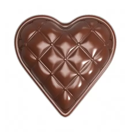 Chocolate World CW1892 Polycarbonate Chesterfield Quilted Heart Chocolate Mold - 33 x 33 x 10 mm - 5gr - 3x6 Cavity - Double ...