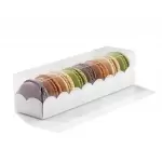 Pastry Chef's Boutique 36210 Clear Deluxe Plastic Macarons Gift Boxes White Leatherette Insert - 8 Macarons - 160 x 50 x 50 m...