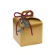 Pastry Chef's Boutique 651595 Deluxe Gold Leather Panettone Carboard Box with handle - 16 x 16 x 14 cm - 25 pcs - Panettone P...