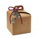 Pastry Chef's Boutique 651598 Deluxe Beige Kraft Panettone Carboard Box with handle - 20 x 20 x 18 cm - 25 pcs - Panettone Pa...
