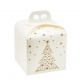 Pastry Chef's Boutique 6515999 Deluxe White and Gold Holiday Tree Panettone Carboard Box with handle - 20 x 20 x 18 cm - 25 p...