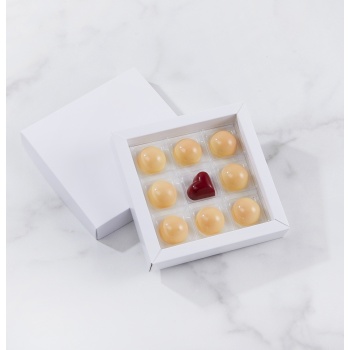 Matte White Closed Frame with Clear Plastic Insert Chocolate Candy Boxes - Holds 9 Chocolates - Pack of 48