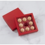 Matte Red Closed Frame with Clear Plastic Insert Chocolate Candy Boxes - Holds 9 Chocolates - Pack of 48