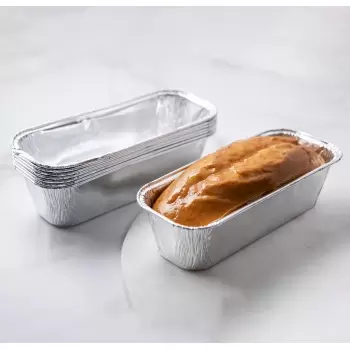 18337 Disposable Aluminum Foil Loaf Pan Straight Smooth Sides - 193 x 72 x 50 mm - 550 ml - Pack of 100 Aluminum Baking Molds