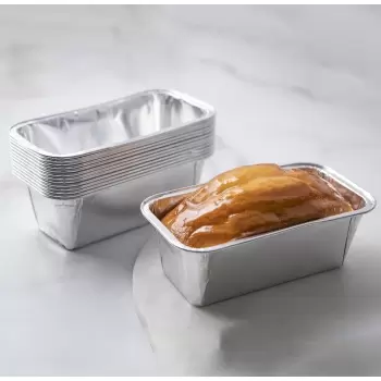 18335 Disposable Aluminum Foil Loaf Pan Straight Smooth Sides - 160 x 80 x 58 mm - 595 ml - Pack of 100 Aluminum Baking Molds