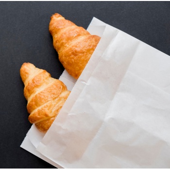 Pastry Chef's Boutique 152398 White Greaseproof Croissants Viennoiseries Bags - 170 (35+35) x 300 mm - Pack of 1000 Viennoise...