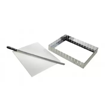 Pastry Chef's Boutique 36088 Full Size Stainless Steel Cutting Frame to cut uniorms Pastry cubes - 57x37cm - 187 parts 31 x 3...