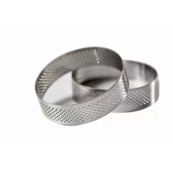 Pastry Chef's Boutique M64605 Stainless Steel Perforated Round Tart Rings ø 5 cm - 2 cm High Finger & Individual Tart Rings