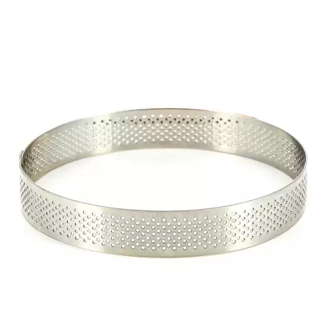 Pastry Chef's Boutique M646518 Stainless Steel Perforated Round Tart Rings ø 18 cm - 2 cm High Round Tart Ring