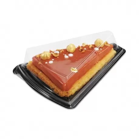 Pastry Chef's Boutique PCB17454 Triangle Clear Plastic / Tart Cheesecake Plastic Boxes - Black Base - 129 x 164 x 53 mm - Pac... Pastry Chef's Boutique PCB17454 Triangle Clear Plastic / Tart Cheesecake Plastic Boxes - Black Base - 129 x 164 x 53 mm - Pac...