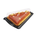Triangle Clear Plastic / Tart Cheesecake Plastic Boxes - Black Base - 129 x 164 x 53 mm - Pack of 30 pieces