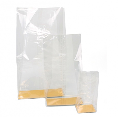 Pastry Chef's Boutique 25000 Clear Cellophane bags with Gold Base - Great for Chocolate Figures, Cakes, Loaves - 23 x 11 x 57...
