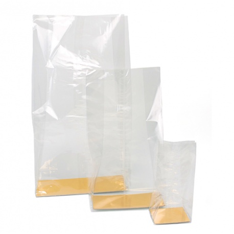 Bulk 100 Pc. Small Clear Cellophane Bags with Gold Bow Kit for 50