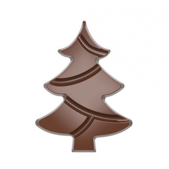 Chocolate World CW12008 Polycarbonate Christmas Tree Break Apart Tablet Chocolate Mold- 139.5 x 103 x 12 mm - 84.5gr - 1x2 Ca...