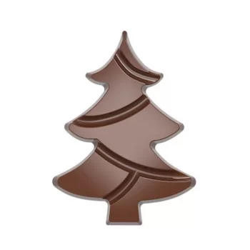 Chocolate World CW12008 Polycarbonate Christmas Tree Break Apart Tablet Chocolate Mold- 139.5 x 103 x 12 mm - 84.5gr - 1x2 Ca...