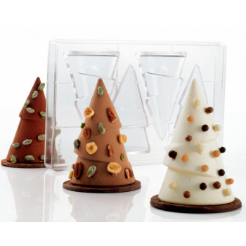 Polycarbonate TREESMAS Christmas Tree Chocolate Mold - 75x120mm cavities - 45gr - 275x175mm