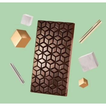 Martellato MA2016 Polycarbonate Kube Chocolate Bar Mold - 137x72x10mm - 100gr - 3pcs Tablets Molds