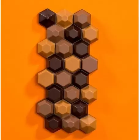 Martellato MA2015 Polycarbonate Hexagon Chocolate Bar Mold - 140x68.5x13.5mm - 100gr - 3 cavities Tablets Molds