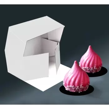 Pastry Chef's Boutique 7914029 Deluxe Cake Entremets Pastry Boxes - Matte White - 21 x 11 x 10 cm - Pack of 50 Pastry Boxes