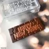 Chocolate World CW12026 Polycarbonate Happy New Year Tablet Chocolate Bar - 118 x 50 x 8 mm - 45gr - 1x4 Cavity - 275x135x24m...