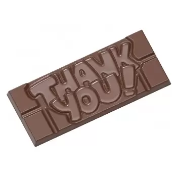 Chocolate World CW12004 Polycarbonate Thank You Tablet Chocolate Mold - 118 x 50 x 8 mm - 45gr - 1x4 Cavity - 275x135x24mm Ta...