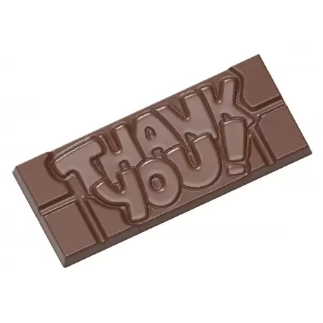 Chocolate World CW12004 Polycarbonate Thank You Tablet Chocolate Mold - 118 x 50 x 8 mm - 45gr - 1x4 Cavity - 275x135x24mm Ta...